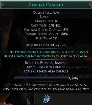 path of exile glacial cascade scion build / huge crit ice damage / high farming maps efficiency 