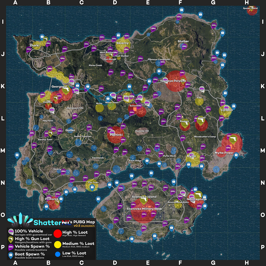 pubg best loot spots in each city - playerunkown's battlegrounds spawn locations